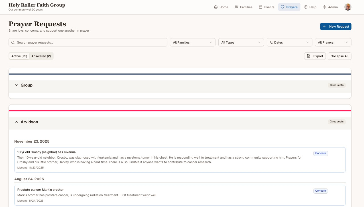 Prayer request management